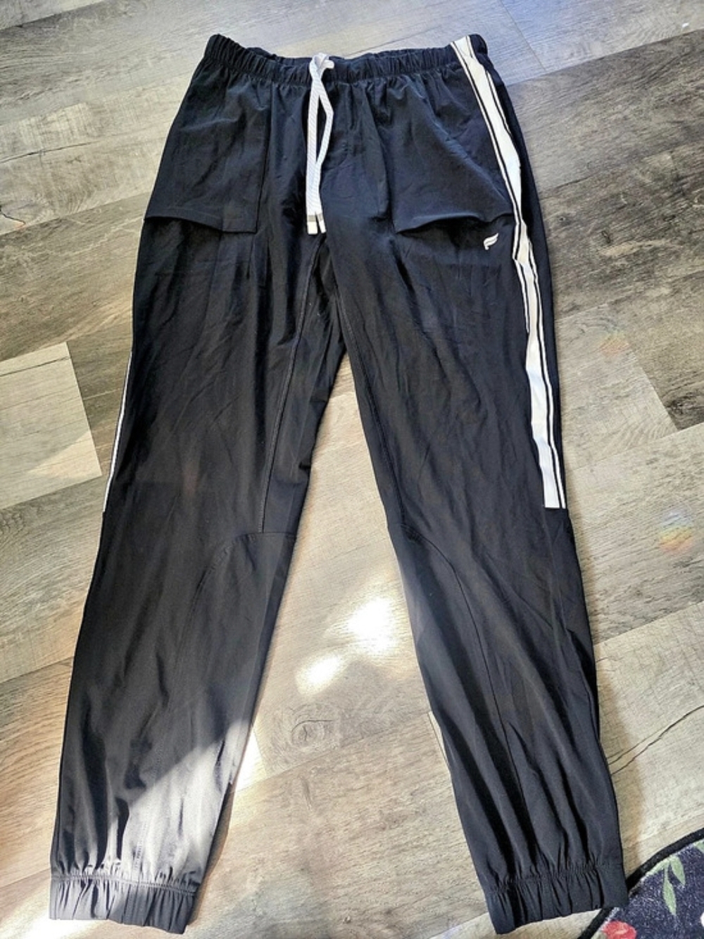 Fabletics Elevated Track Pant Black & White